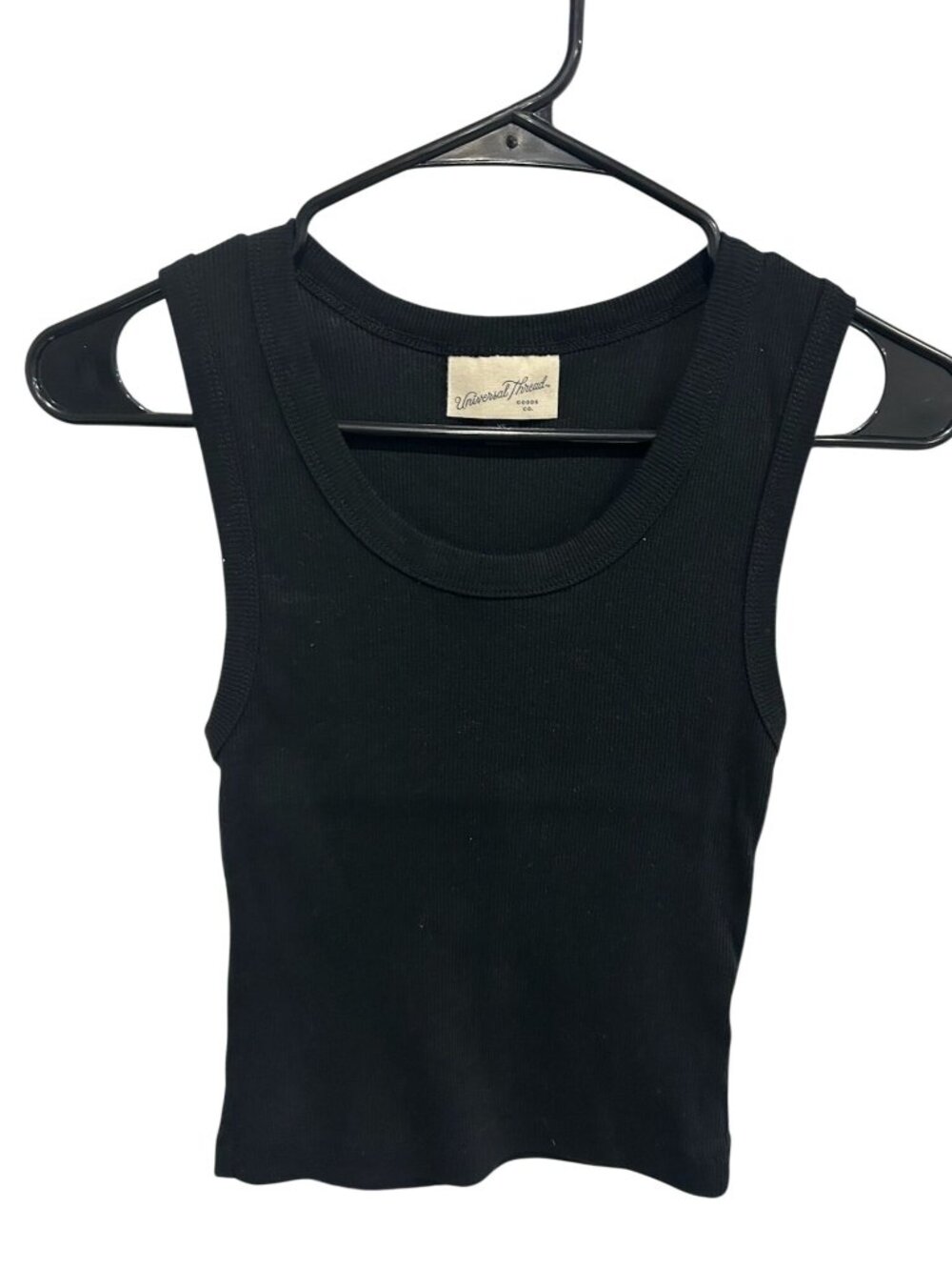 Universal Thread XS Black Ribbed Sleeveless Tank Top Stretch Minimalist NWT